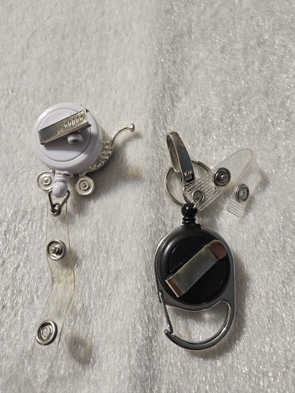 Badge Reel ID Holder with Retractable Clip - Black and White